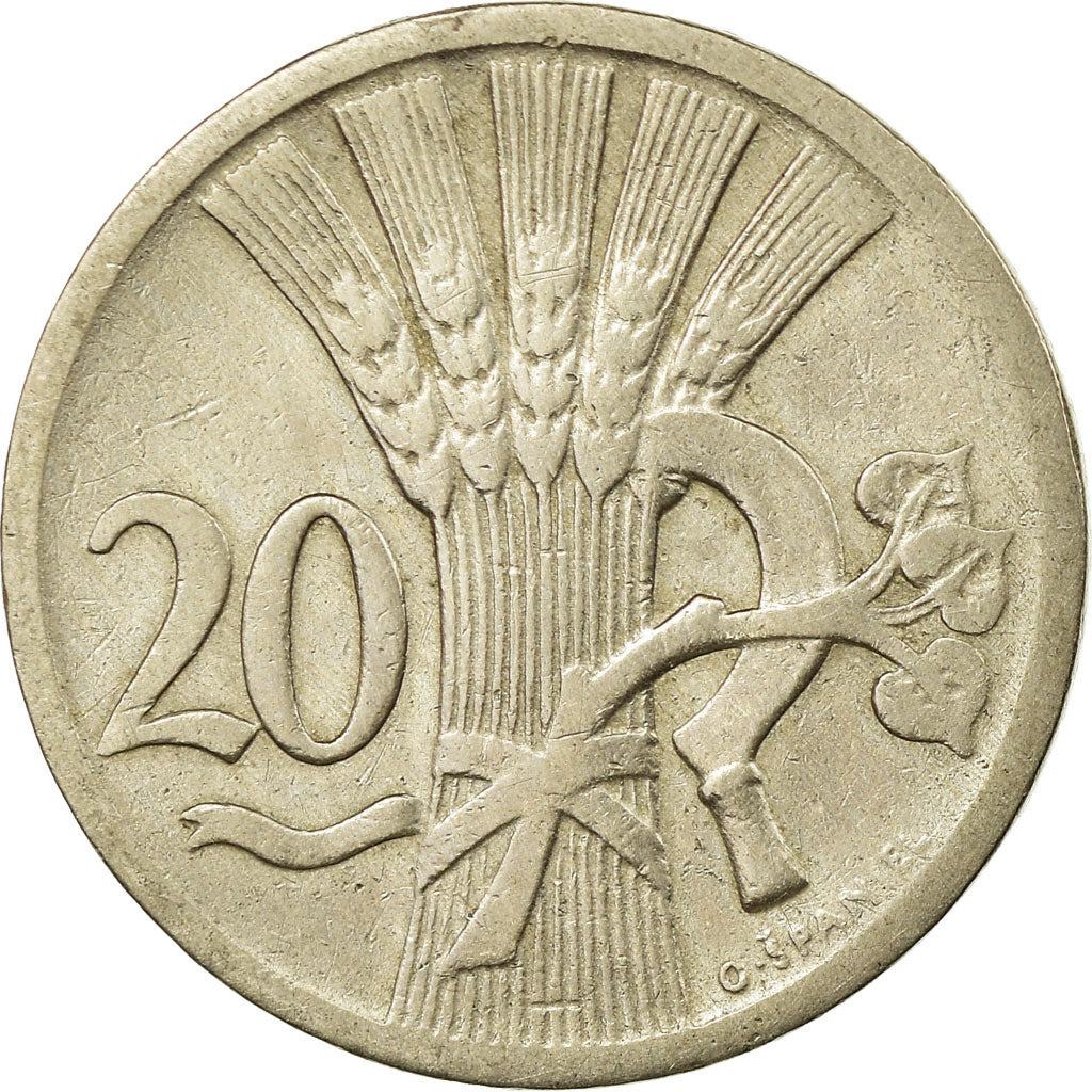 Coin, Czechoslovakia, 20 Haleru, 1927, VF(30-35), Copper-nickel, KM:1