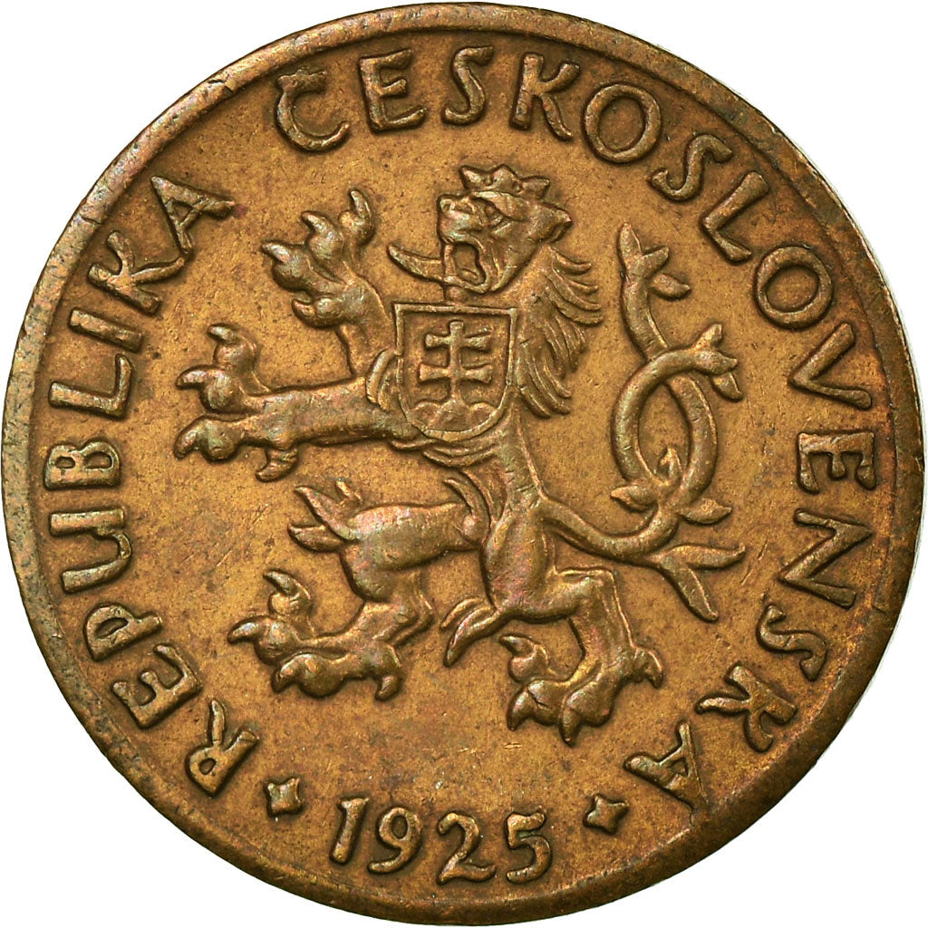 Coin, Czechoslovakia, 5 Haleru, 1925, EF(40-45), Bronze, KM:6