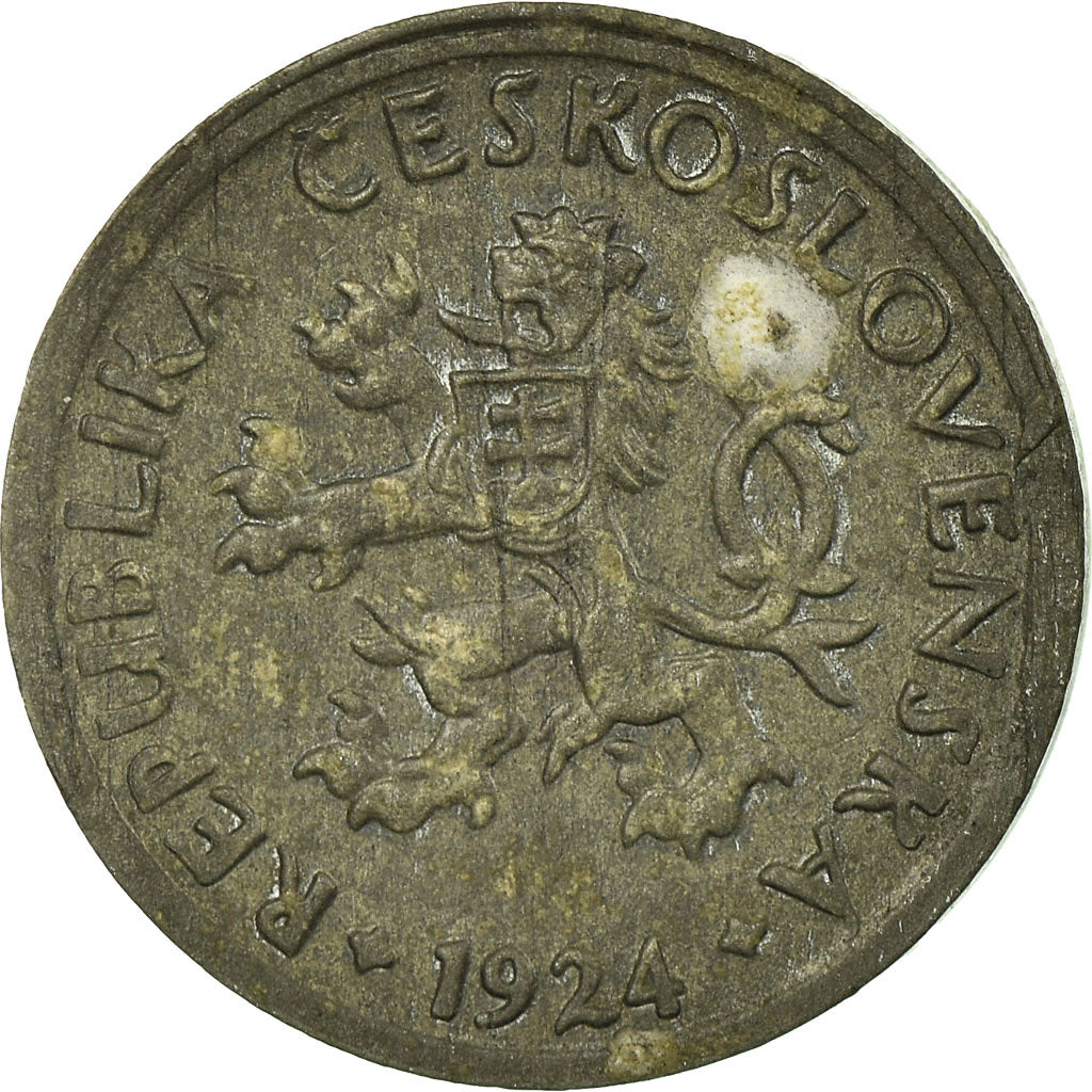 Moneda, Checoslovaquia, 2 Halere, 1924, BC+, Cinc, KM:5