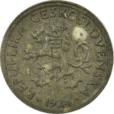 Moneda, Checoslovaquia, 2 Halere, 1924, BC+, Cinc, KM:5
