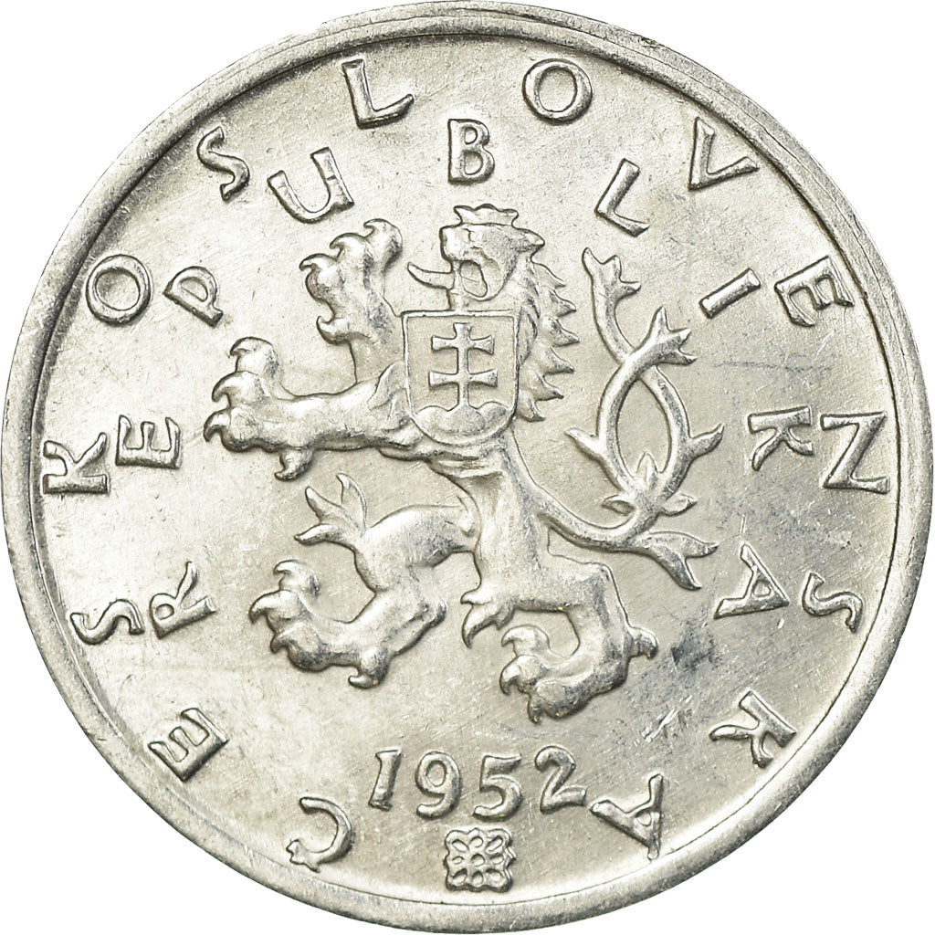 Munten, Tsjecho-Slowakije, 50 Haleru, 1952, PR, Aluminium, KM:32