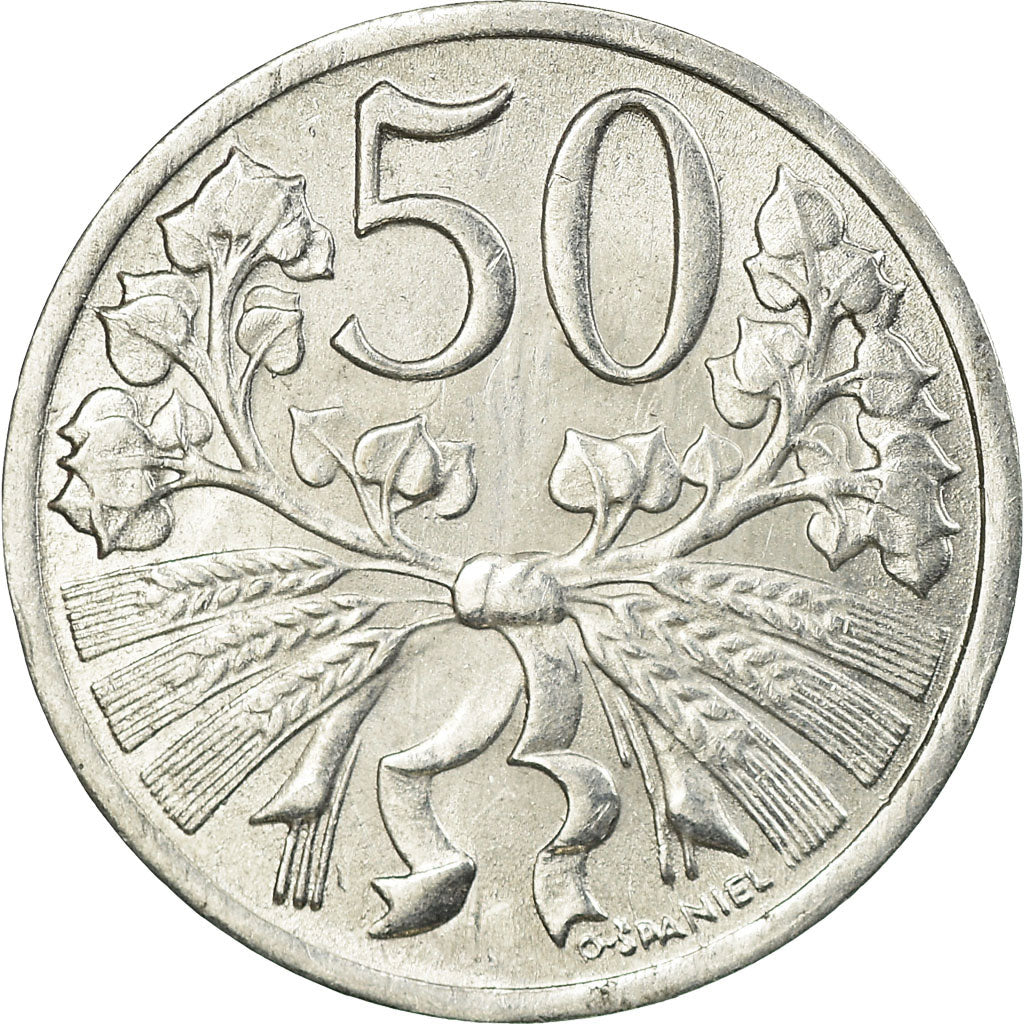 Munten, Tsjecho-Slowakije, 50 Haleru, 1952, PR, Aluminium, KM:32