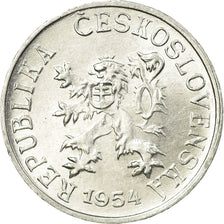 Coin, Czechoslovakia, Haler, 1954, AU(55-58), Aluminum, KM:35