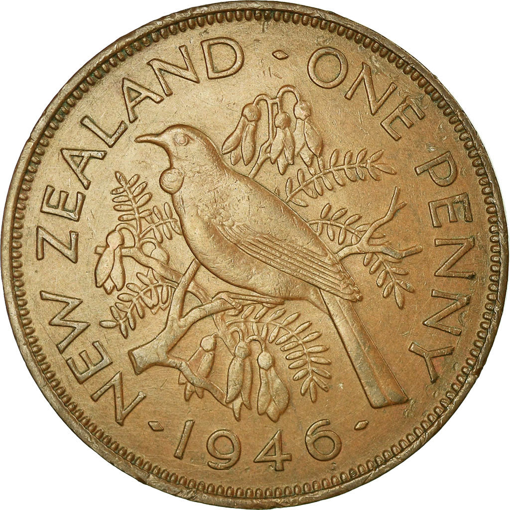 Coin, New Zealand, George VI, Penny, 1946, EF(40-45), Bronze, KM:13