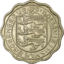 Coin, Guernsey, Elizabeth II, 3 Pence, 1959, EF(40-45), Copper-nickel, KM:18