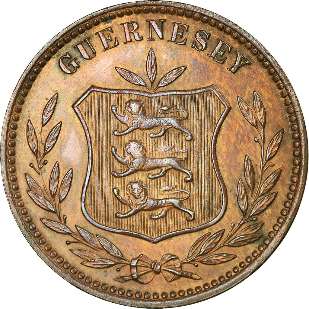 Coin, Guernsey, 8 Doubles, 1902, Heaton, Birmingham, EF(40-45), Bronze, KM:7