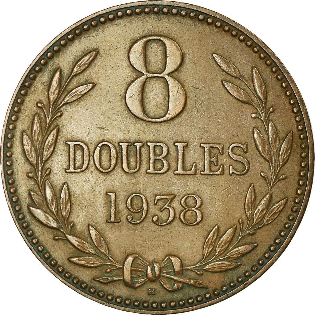 Münze, Guernsey, 8 Doubles, 1938, Heaton, Birmingham, SS, Bronze, KM:14