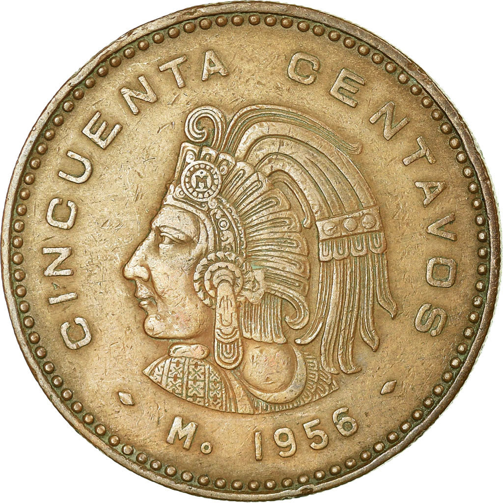 Moneda México 50 Centavos 1956 Mexico City MBC Bronce KM:450 –  Numiscorner.com, image size:1024x1024