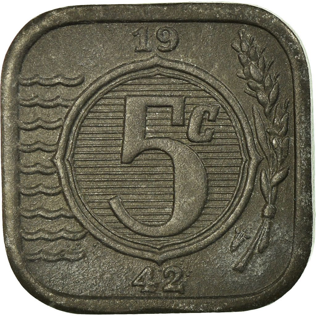Coin, Netherlands, Wilhelmina I, 5 Cents, 1942, VF(30-35), Zinc, KM:172