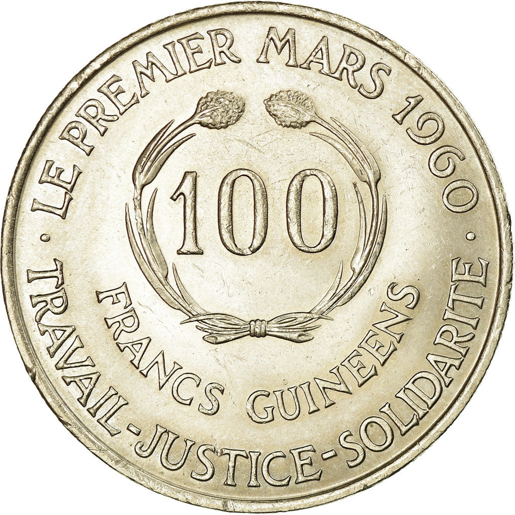 Coin, Guinea, 100 Francs, 1971, AU(55-58), Copper-nickel, KM:41