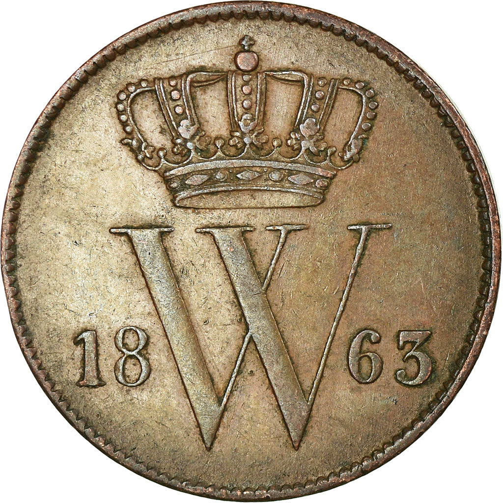 Coin, Netherlands, William III, Cent, 1863, EF(40-45), Copper, KM:100