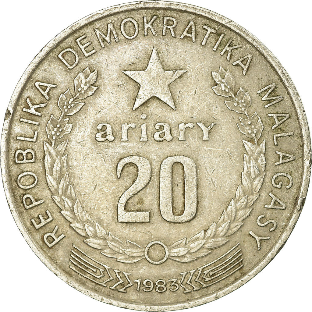 Moneda, Madagascar, 20 Ariary, 1983, MBC, Cobre - níquel, KM:14b