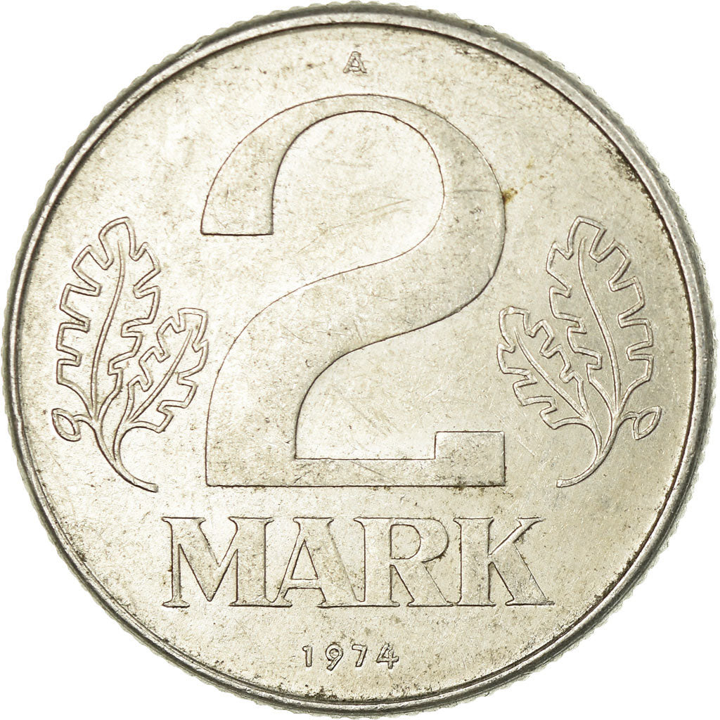 Coin, GERMAN-DEMOCRATIC REPUBLIC, 2 Mark, 1974, Berlin, EF(40-45), Aluminum