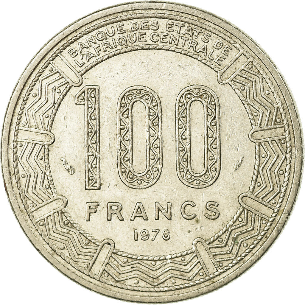 Coin, Central African Republic, 100 Francs, 1978, EF(40-45), Nickel, KM:8