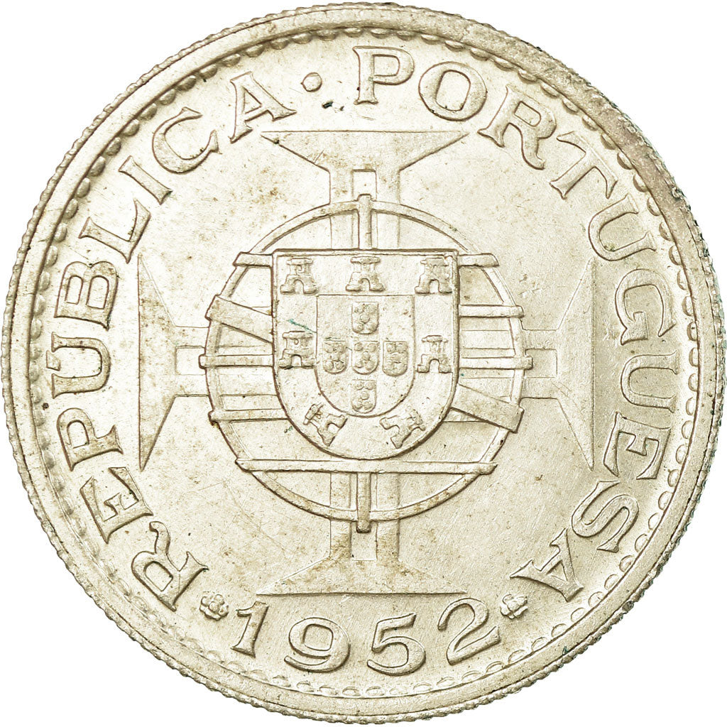 Münze, Guinea-Bissau, 10 Escudos, 1952, VZ, Silber, KM:10