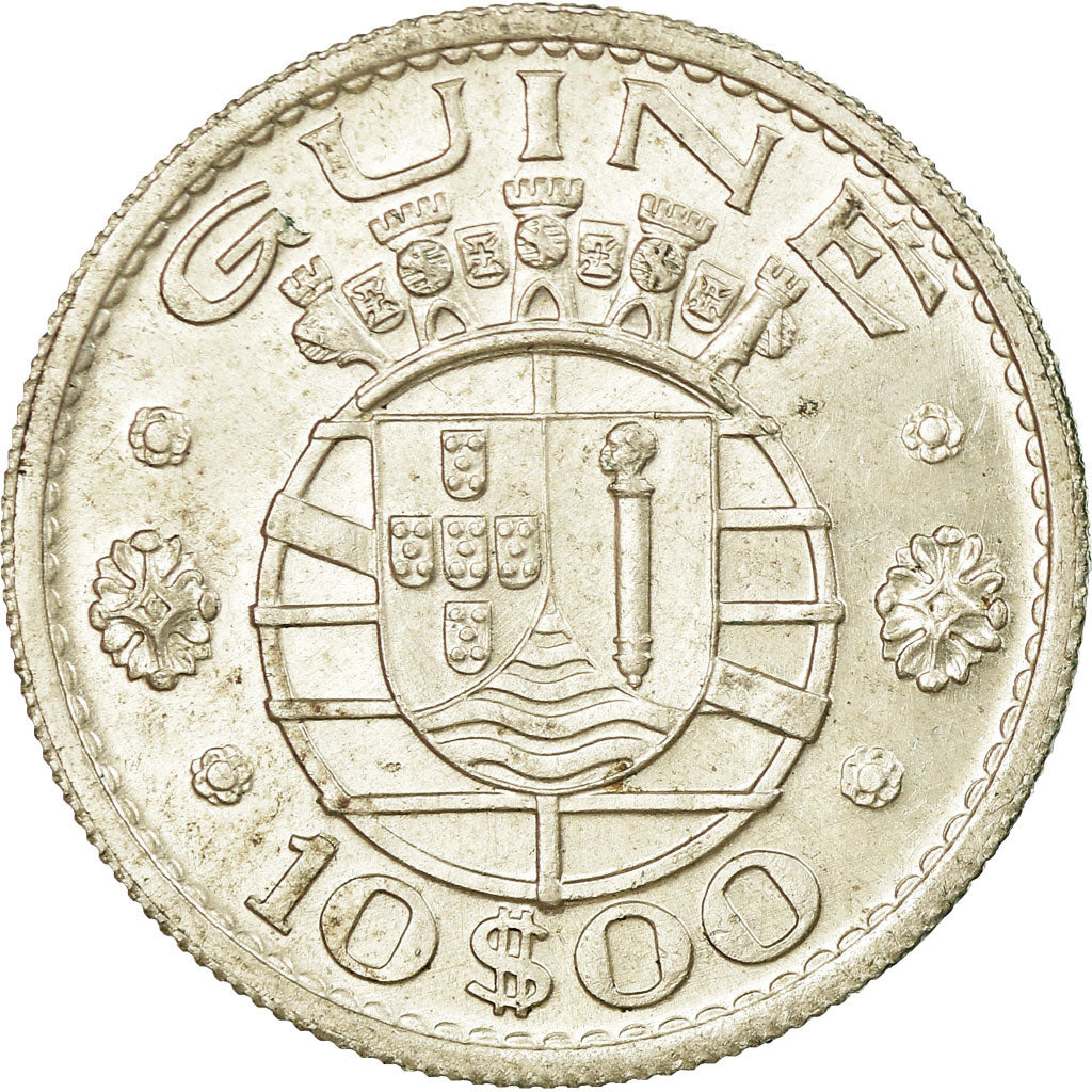 Münze, Guinea-Bissau, 10 Escudos, 1952, VZ, Silber, KM:10