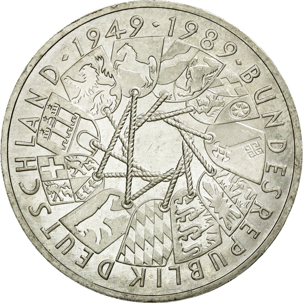 Coin, GERMANY - FEDERAL REPUBLIC, 10 Mark, 1989, Karlsruhe, Germany, MS(60-62)