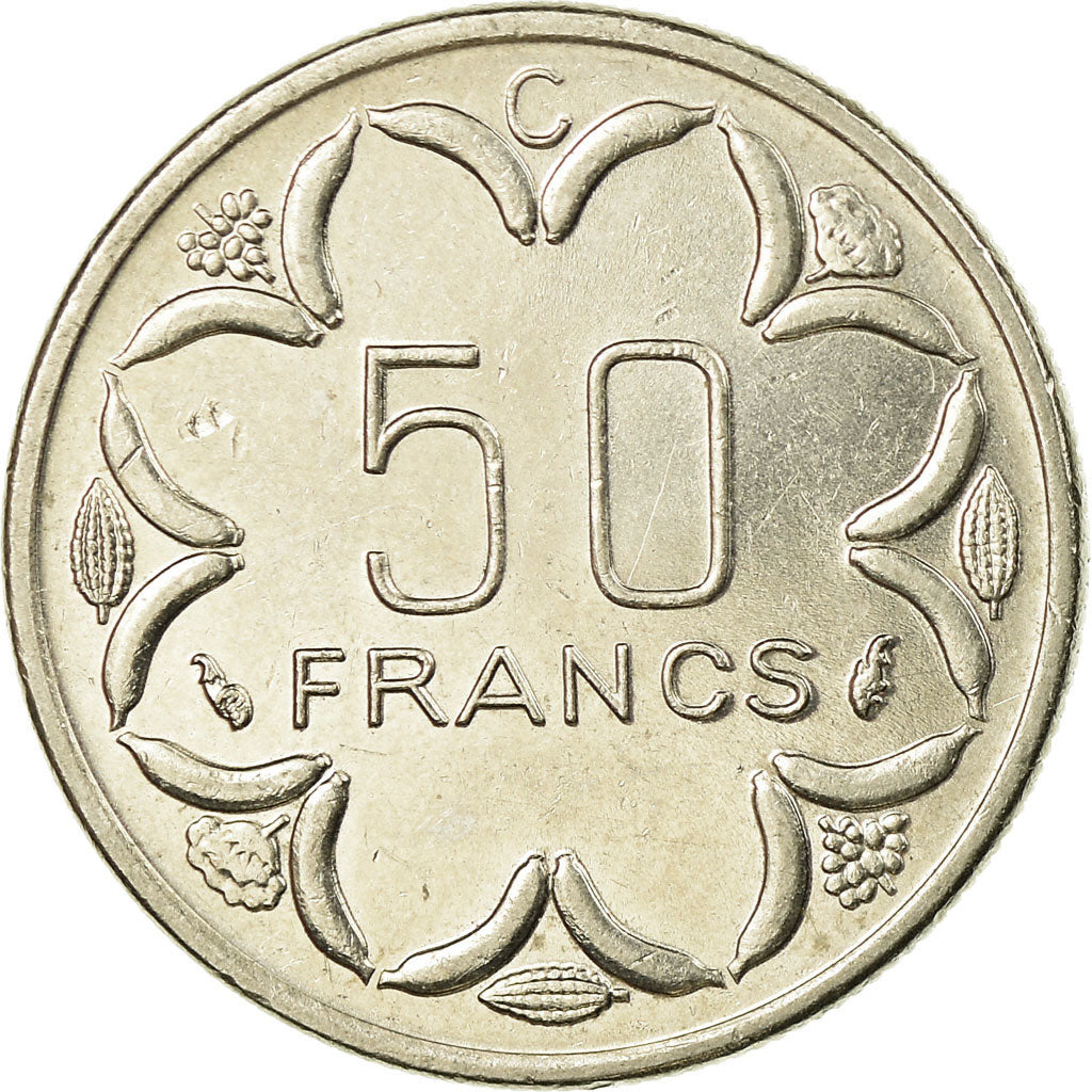 Coin, Central African States, 50 Francs, 1976, Paris, AU(55-58), Nickel, KM:11