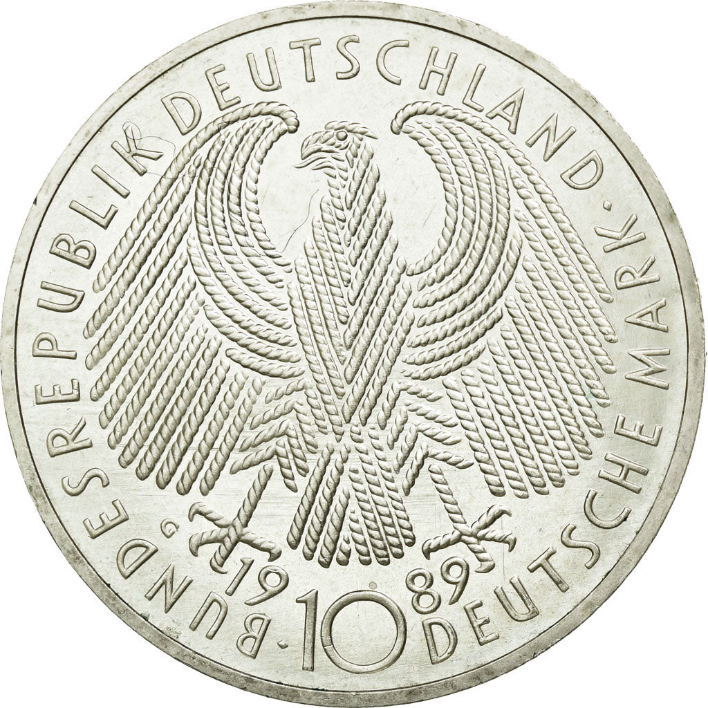 Coin, GERMANY - FEDERAL REPUBLIC, 10 Mark, 1989, Karlsruhe, Germany, MS(60-62)