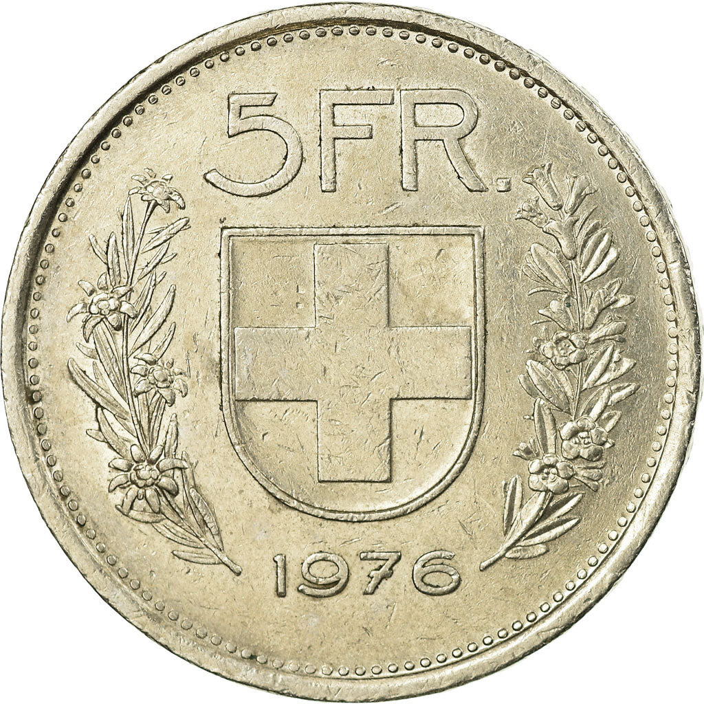 Coin, Switzerland, 5 Francs, 1976, Bern, EF(40-45), Copper-nickel, KM:40a.1