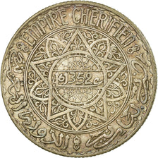 Coin, Morocco, Mohammed V, 10 Francs, 1933, Paris, EF(40-45), Silver, KM:38