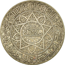 Coin, Morocco, Mohammed V, 10 Francs, 1933, Paris, EF(40-45), Silver, KM:38