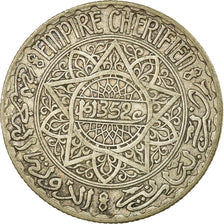 Coin, Morocco, Mohammed V, 10 Francs, 1933, Paris, EF(40-45), Silver, KM:38