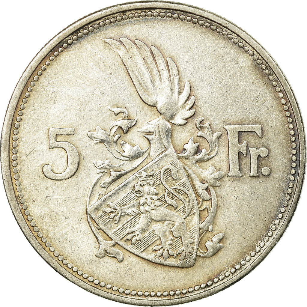 Coin, Luxembourg, Charlotte, 5 Francs, 1929, VF(30-35), Silver, KM:38