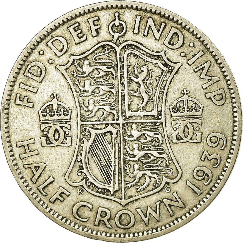 Coin, Great Britain, George VI, 1/2 Crown, 1939, EF(40-45), Silver, KM:856