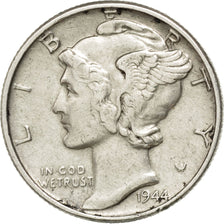 UNITED STATES, Mercury Dime, Dime, 1944, U.S. Mint, KM #140, EF(40-45), Silver,.