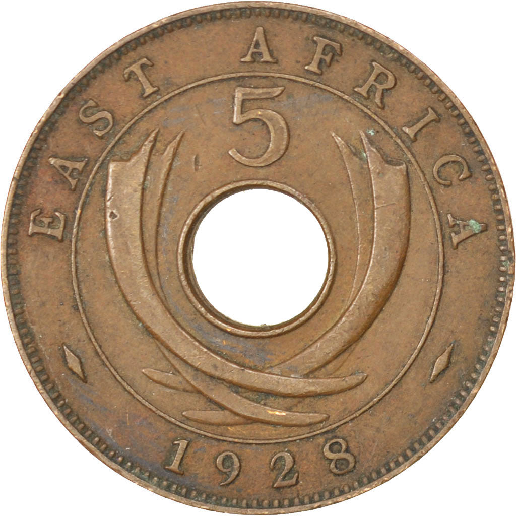 EAST AFRICA, 5 Cents, 1928, KM #18, EF(40-45), Bronze, 25.3, 6.50