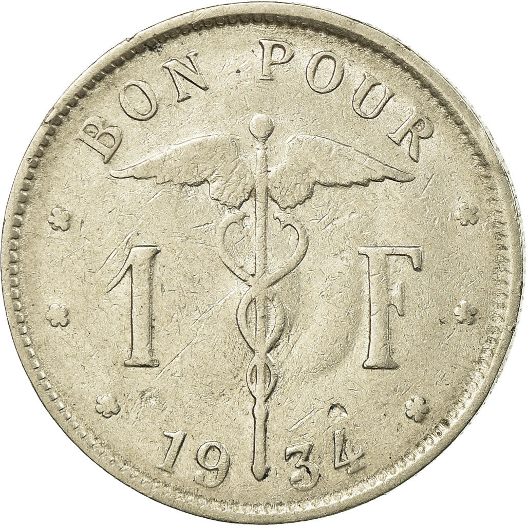 Coin, Belgium, Franc, 1934, EF(40-45), Nickel, KM:89