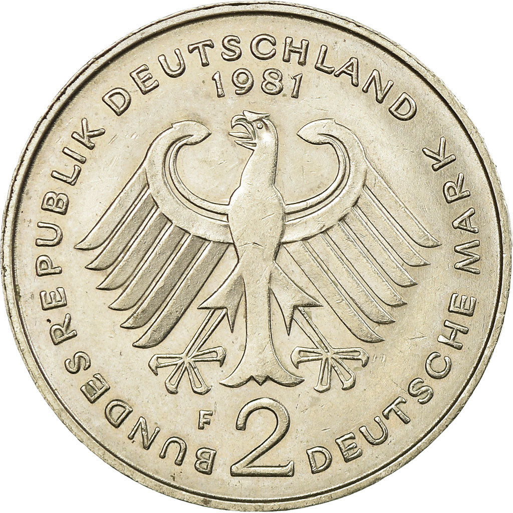 Coin, GERMANY - FEDERAL REPUBLIC, 2 Mark, 1981, Stuttgart, EF(40-45)