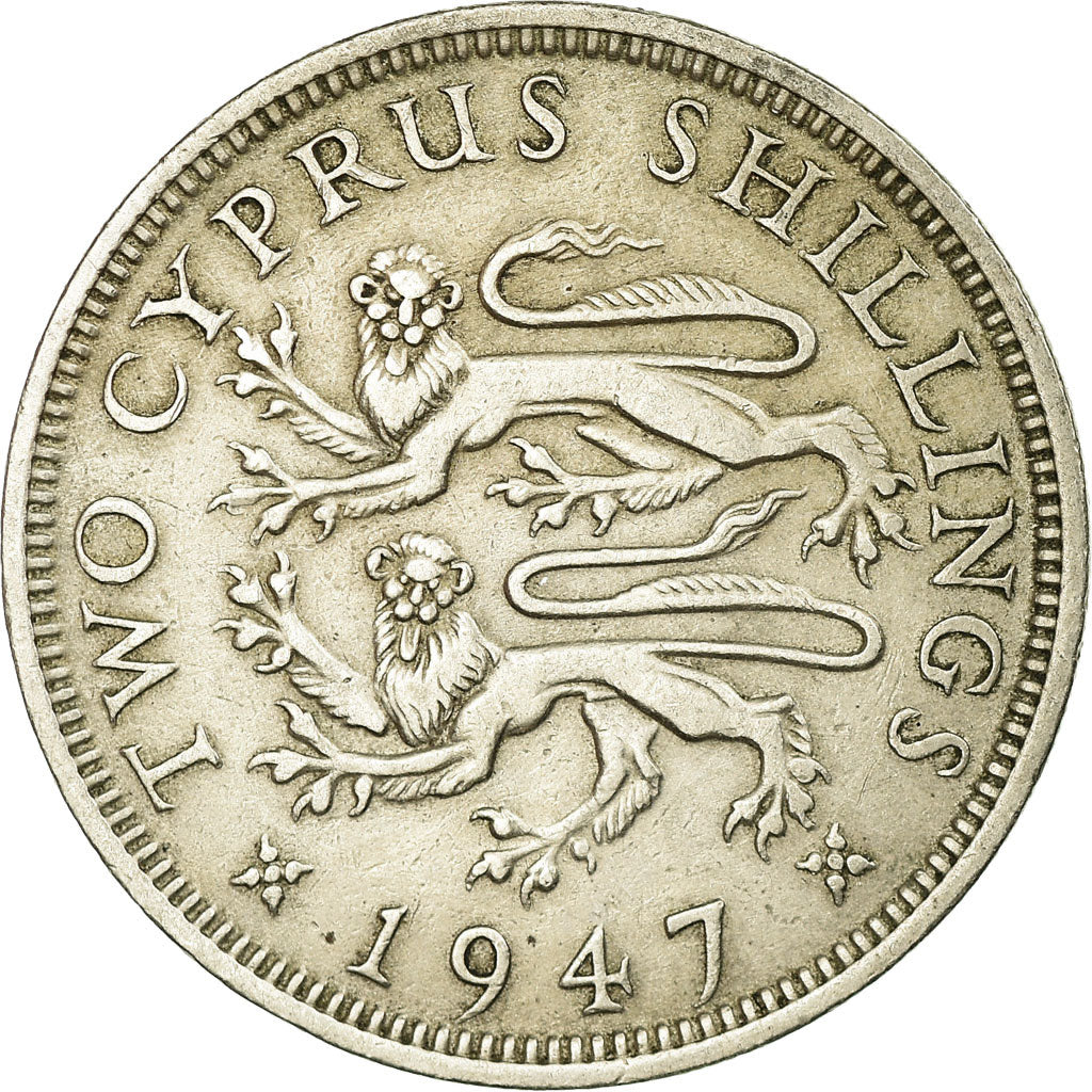 Coin, Cyprus, 2 Shilling, 1947, EF(40-45), Copper-nickel, KM:28
