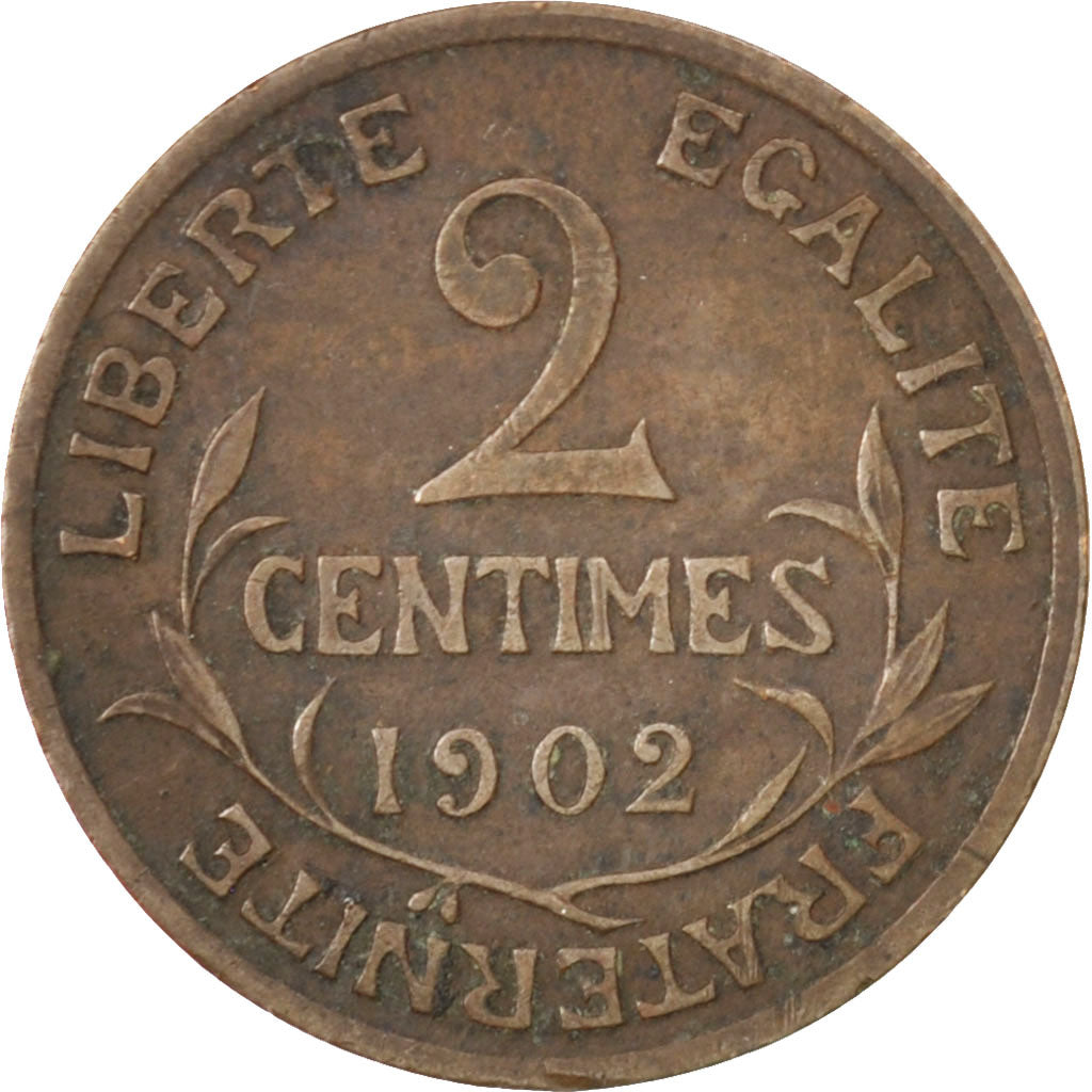 FRANCE, Dupuis, 2 Centimes, 1902, Paris, KM #841, VF(30-35), Bronze, 20.2,...