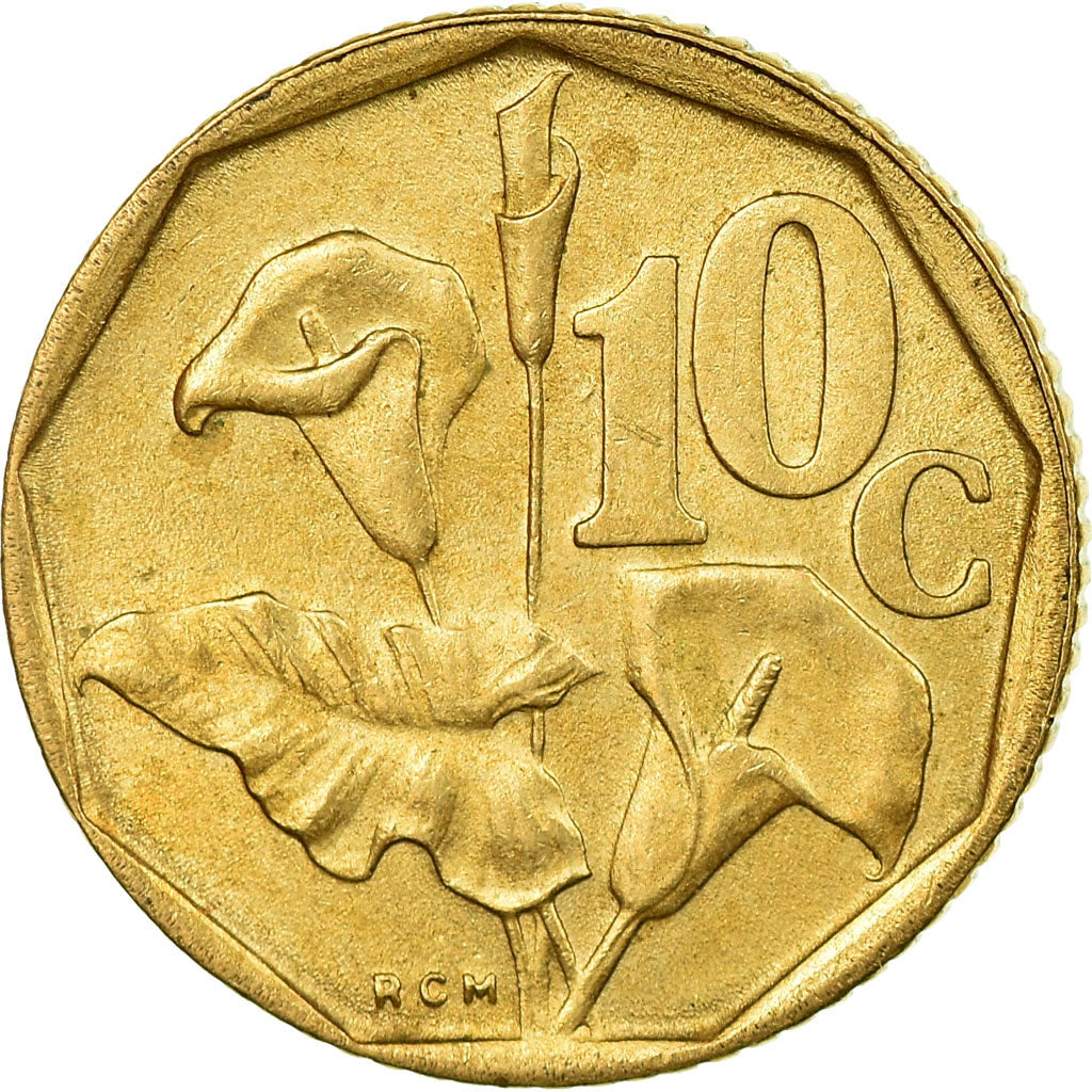 Moneta, Sudafrica, 10 Cents, 1992, SPL-, Acciaio placcato in bronzo, KM:135