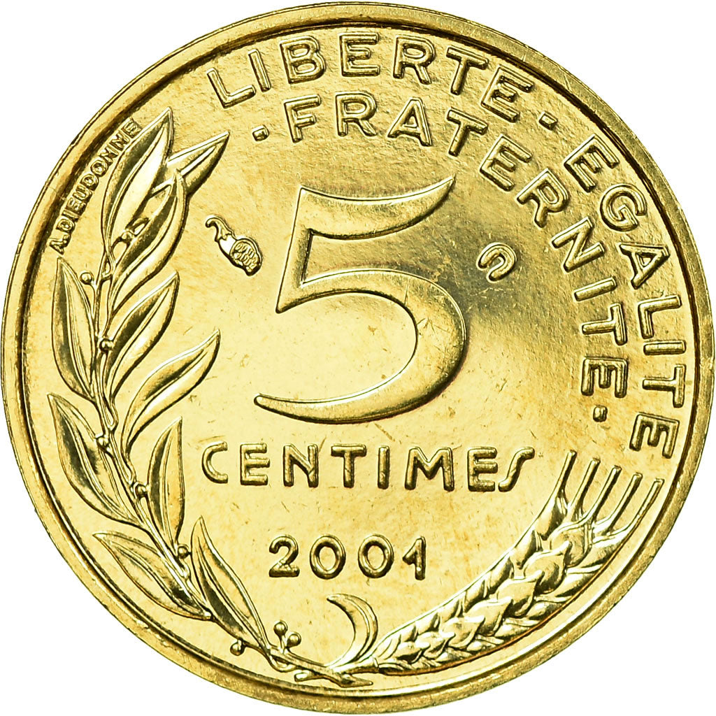 Coin, France, Marianne, 5 Centimes, 2001, Paris, MS(65-70), Aluminum-Bronze