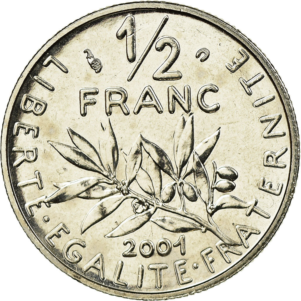 Coin, France, Semeuse, 1/2 Franc, 2001, Paris, MS(65-70), Nickel, KM:931.2