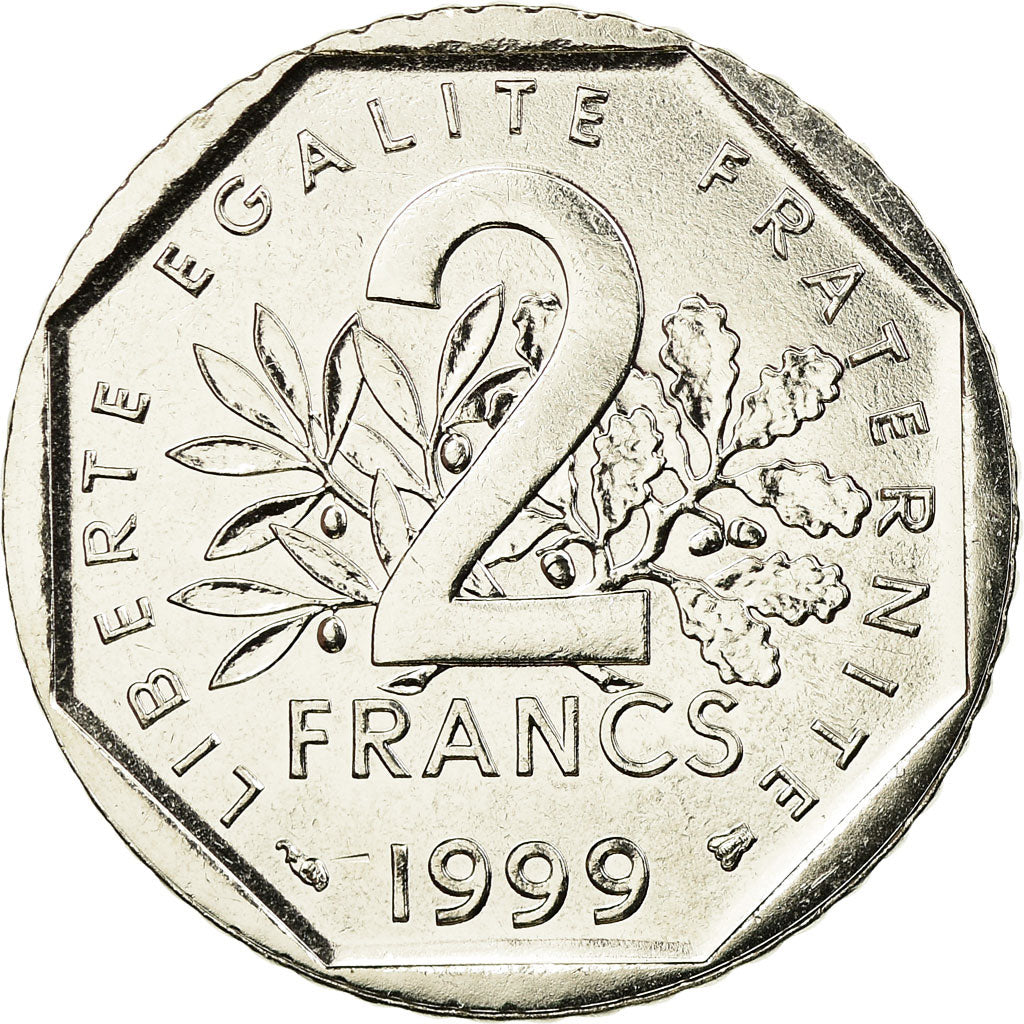 Moneda, Francia, Semeuse, 2 Francs, 1999, Paris, FDC, Níquel, KM:942.1