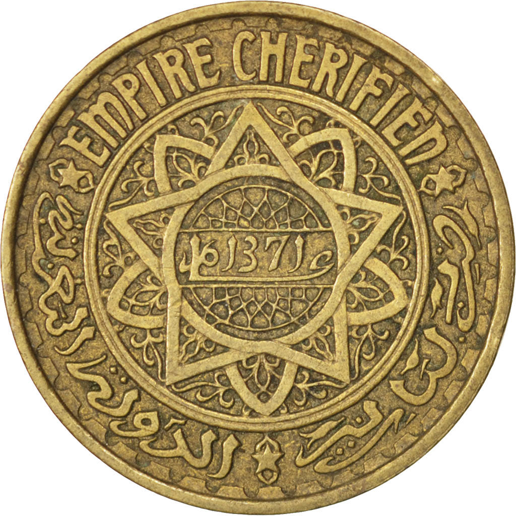 MOROCCO, 50 Francs, Paris, KM #51, AU(50-53), Aluminum-Bronze, 27, Lecompte...