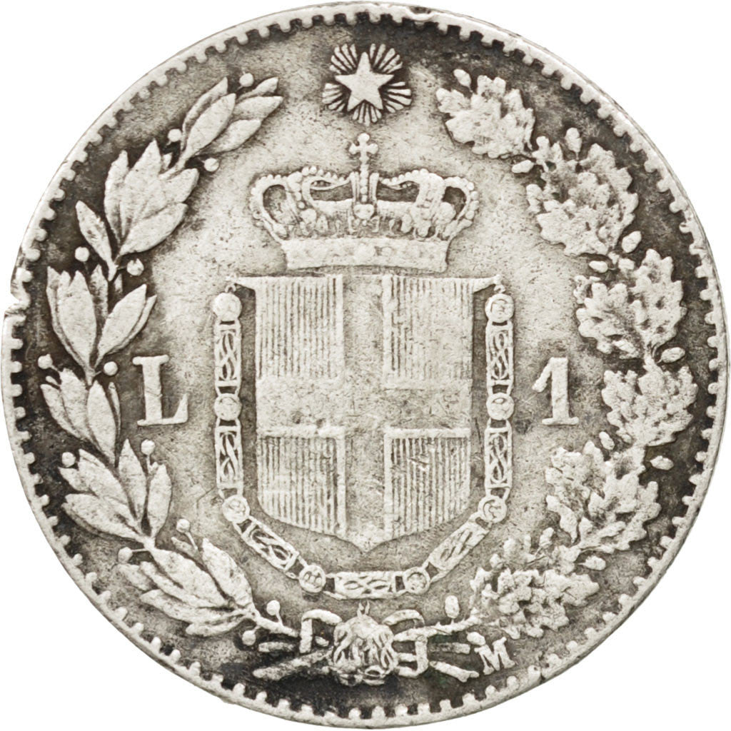 ITALY, Lira, 1887, Milan, KM #24.2, VF(30-35), Silver, 4.79