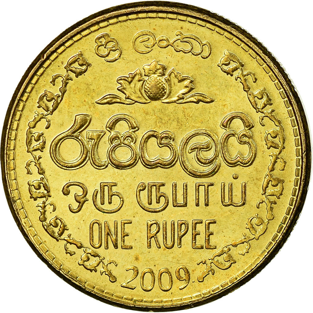 Coin, Sri Lanka, Rupee, 2009, AU(55-58), Brass plated steel, KM:136.3