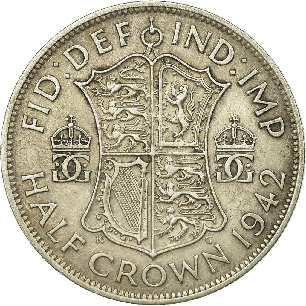 Coin, Great Britain, George VI, 1/2 Crown, 1942, EF(40-45), Silver, KM:856