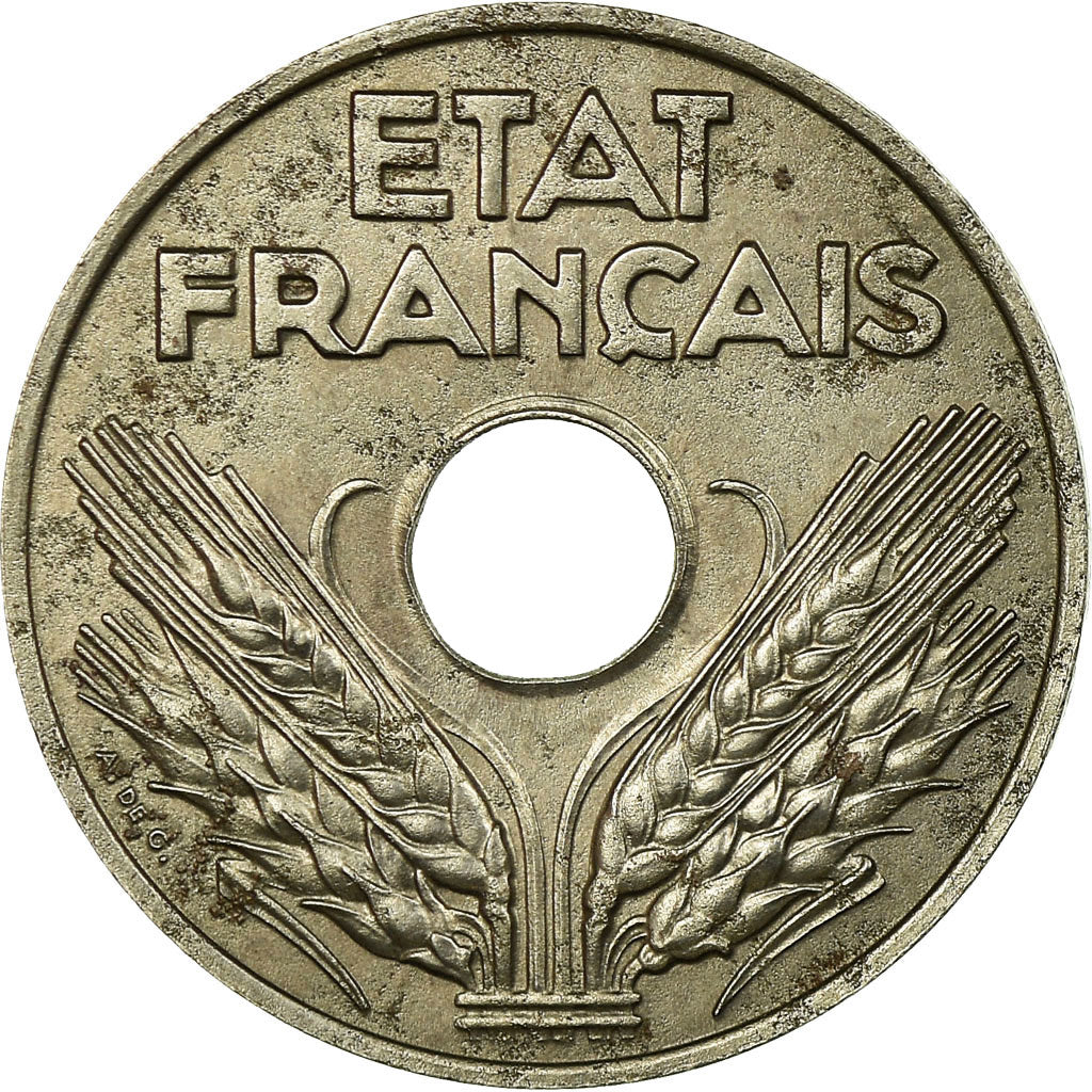Monnaie, France, État français, 20 Centimes, 1944, Paris, TTB, Iron