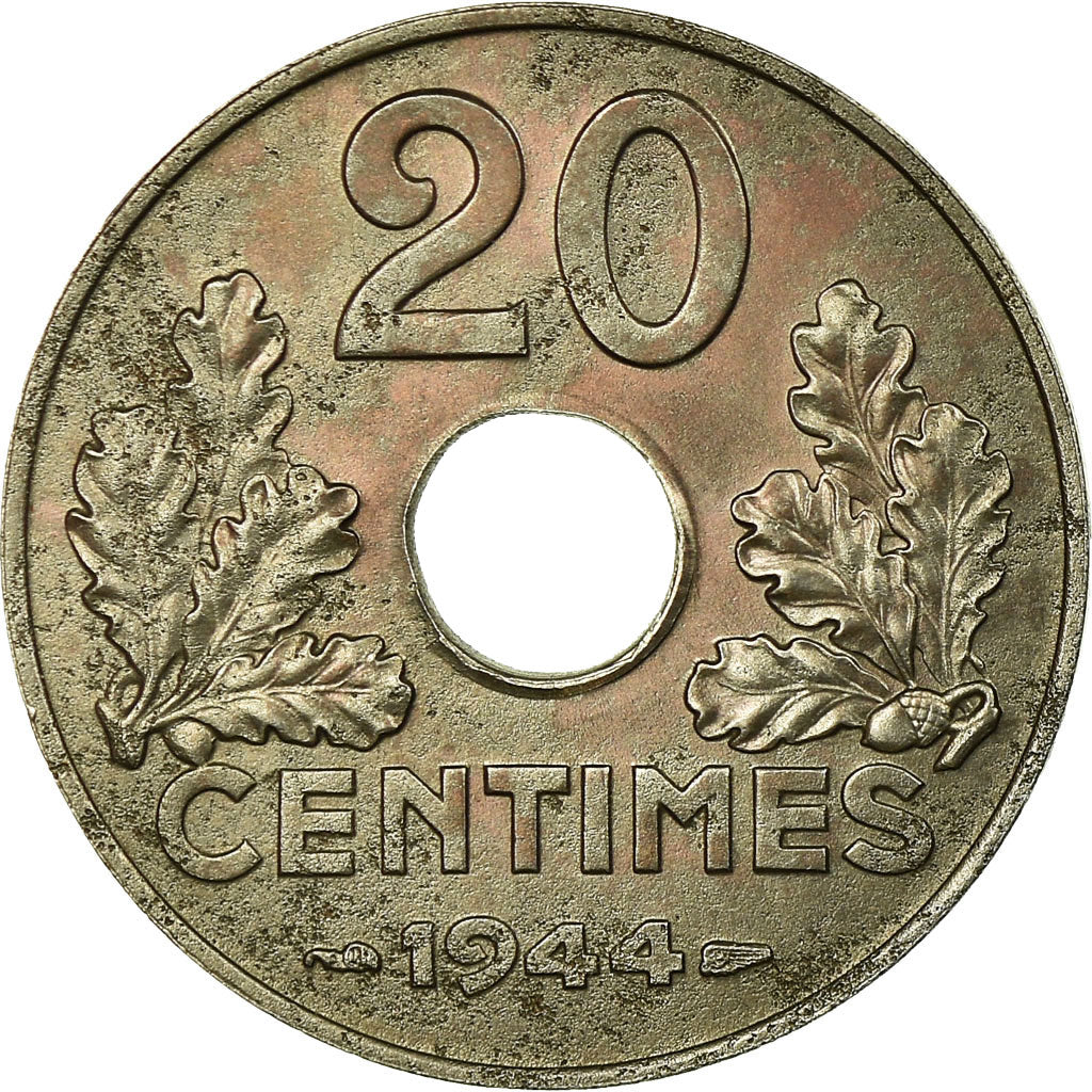 Monnaie, France, État français, 20 Centimes, 1944, Paris, TTB, Iron