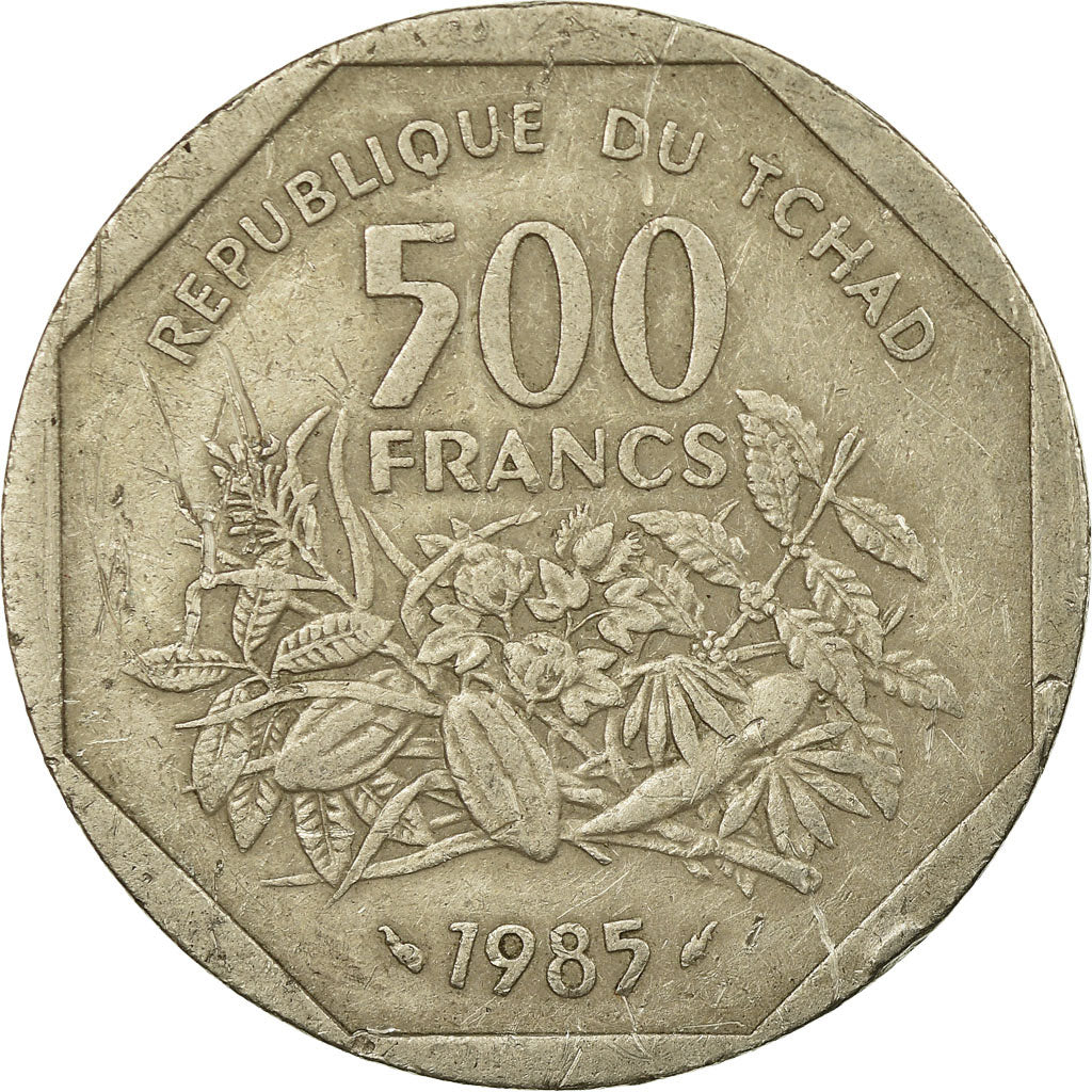 Coin, Chad, 500 Francs, 1985, Paris, EF(40-45), Copper-nickel, KM:13