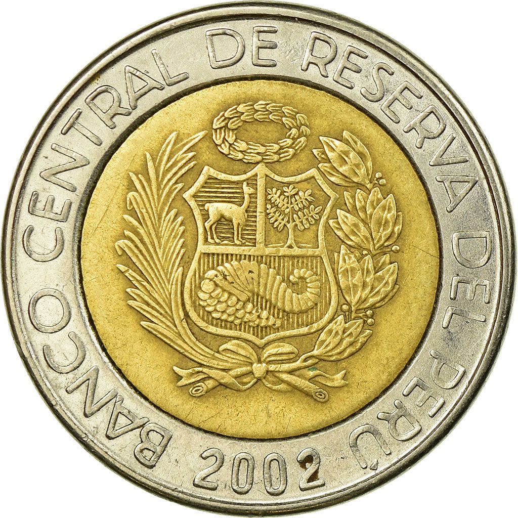 Coin, Peru, 2 Nuevos Soles, 2002, Lima, EF(40-45), Bi-Metallic, KM:313