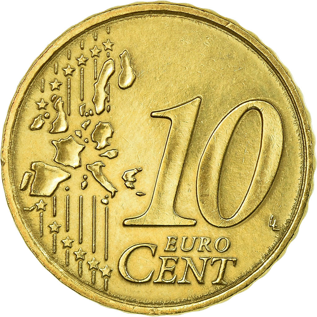 Monaco, 10 Euro Cent, 2001, EF(40-45), Brass, KM:170