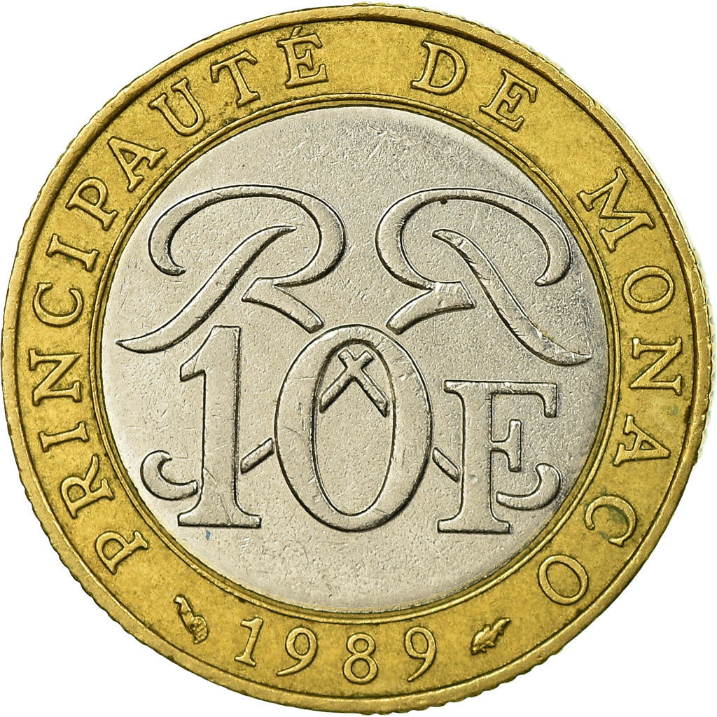 Monnaie, Monaco, Rainier III, 10 Francs, 1989, TTB, Bi-Metallic, Gadoury:MC160
