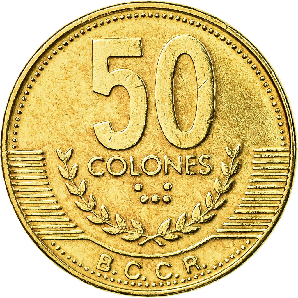 Coin, Costa Rica, 50 Colones, 1999, MS(63), Brass, KM:231.1